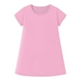 thumbnail image 4 of TQWQT Light pink Dresses for Girls Short Sleeve Girls Sundress Crew Neck Party Dress Size 10-12 Cute Girls Dresses Tween Girls T-Shirt Dress Kids Summer T-Shirt Dress Light pink 100, 4 of 6