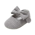 thumbnail image 7 of Infant Baby Girls Bowknot Shoes Soft Sole Princess Wedding Dress Flats Prewalker Newborn Light Baby Sneaker Shoes Gray 12-18M, 7 of 7