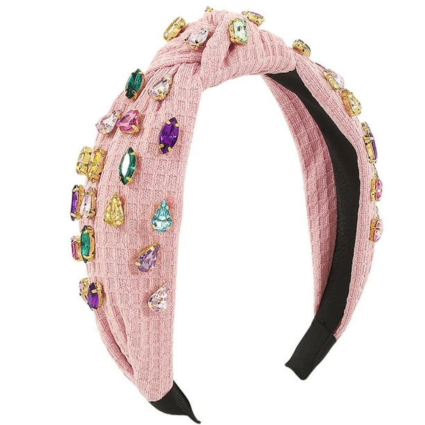 Diademas para mujer,Diademas para mujer,Diademas para mujer Diademas,Diadema ancha anudada,Diadema superior adornada con joyas,Diadema elegante para el cabello para mujer