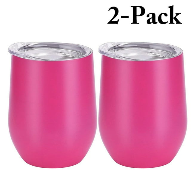Coofit 2 Pcs Verres à Vin en Acier Inoxydable Isolés Verres à Bière avec Couvercle