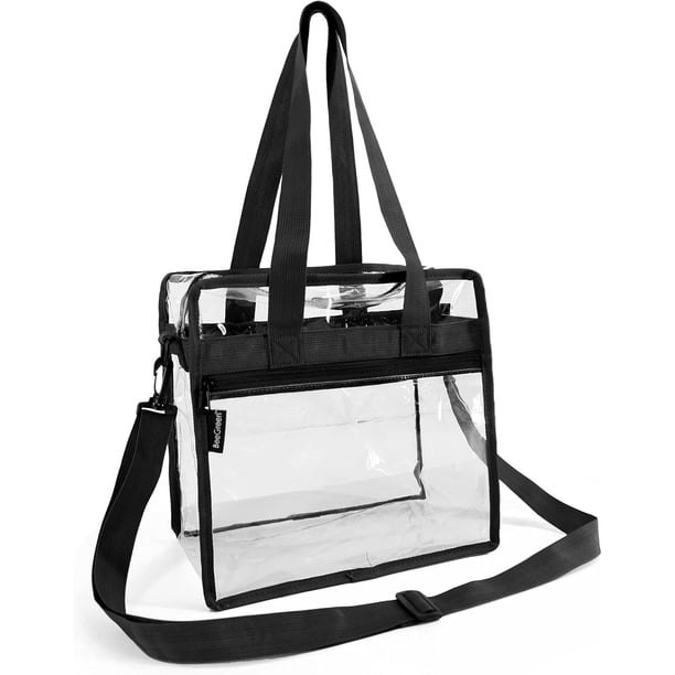 Bolso bandolera transparente con correa ajustable y bolsillo con cremallera