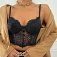 thumbnail image 4 of BVnarty Women's Summer Crop Tops Juniors Going out Tops Vintage Corset Strappy Bandeau Bra Tanks Lace Camisole Longline Bralette Spaghetti Strap Cami Vacation Ladies Clothes Soft Comfy Cami Black L, 4 of 6