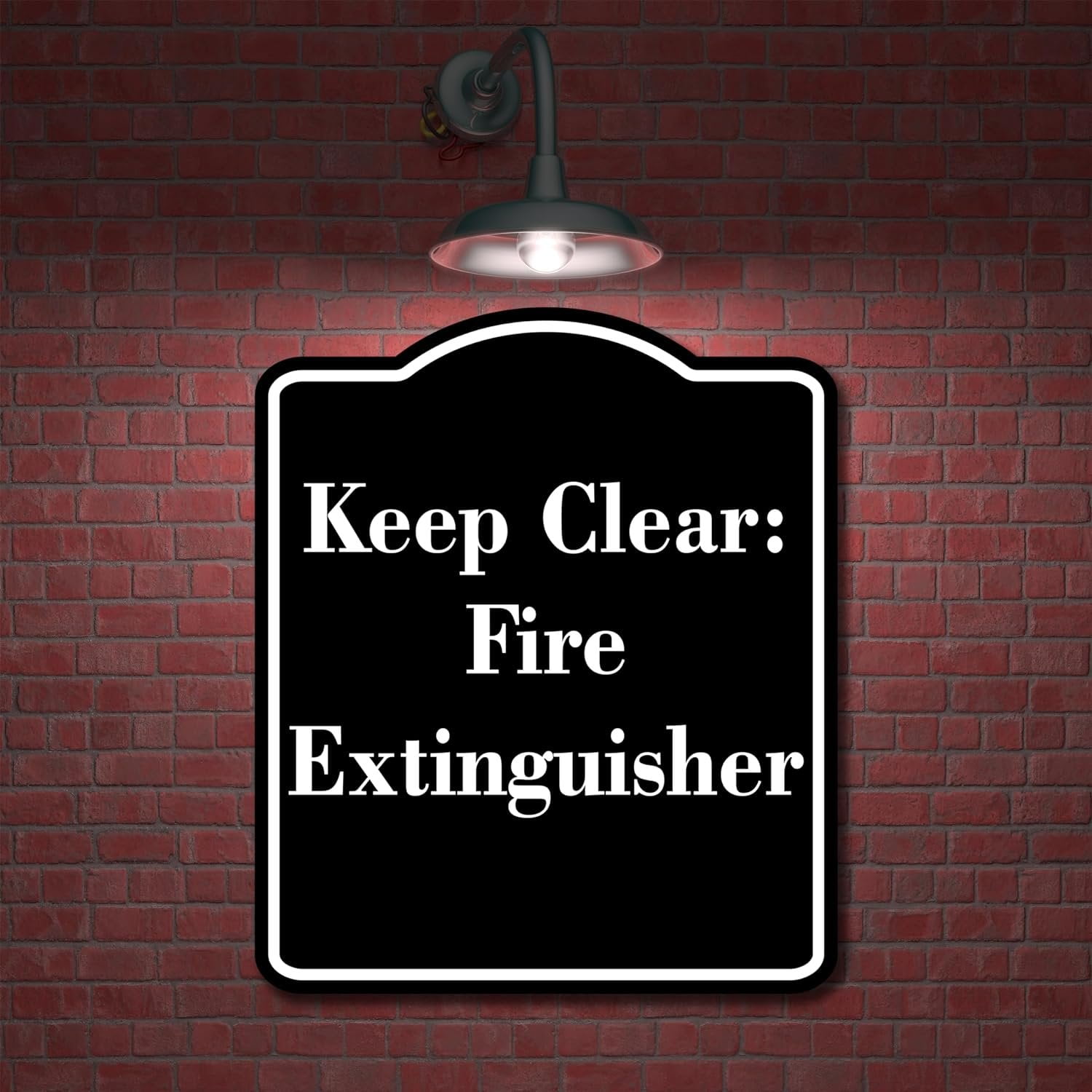 Keep Clear Fire Extinguisher BLACK Aluminum Composite Sign 20''x24''