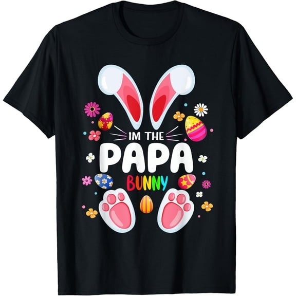 Mens I'm The Papa Bunny Matching Family Easter Party T-Shirt men and women can wear, black, white, gifts