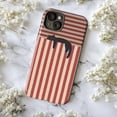 thumbnail image 5 of Vintage Striped Cat Phone Case, Aesthetic Red & Cream Stripes Pet Lover Cover for iPhone 17 16 15 14 13 12 11 Pro Plus Mini, 5 of 6
