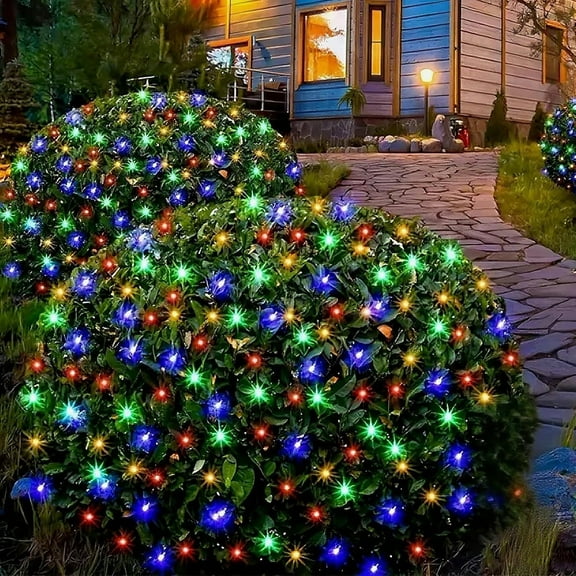 Christmas Net Lights Outdoor, 192 LED 9.8Ft x 6.6Ft Net Lights, Waterproof Christmas Outdoor Mesh Lights for Tree Bushes Holiday Party Garden, Holiday Wedding Party Decorations