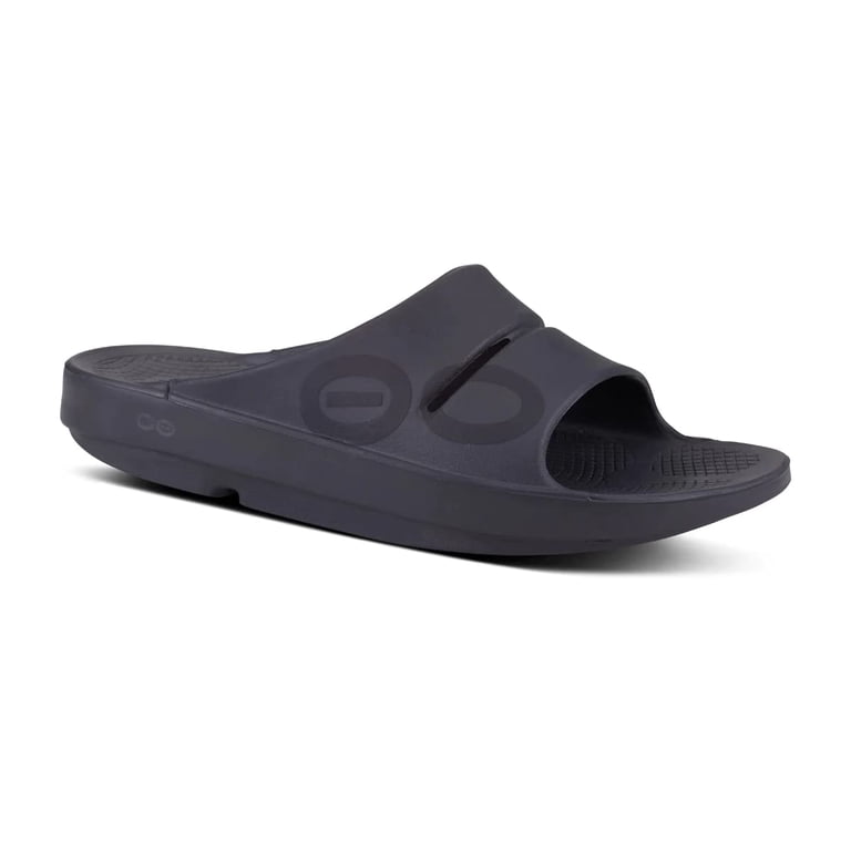 OOFOS OOahh Matte Black Slide - Men display picture 1