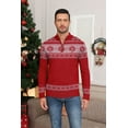 thumbnail image 4 of Iceglad Mens Ugly Christmas Sweater Quarter Zip Sweaters Reindeer Snowflake Turtleneck Long Sleeve Knitted Pullove, 4 of 12