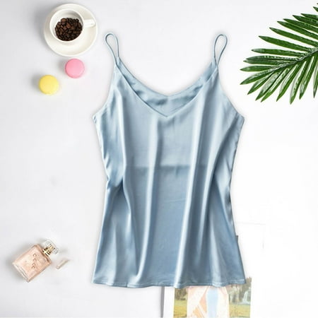 

Tejiojio Mother s Day Gifts Ladies Solid Color Erotic Sexy Deep V Satin Sexy Camisole Vest Top Pajama
