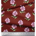 thumbnail image 3 of Soimoi Red Velvet Fabric Dot & Floral Print Fabric by the Yard 60 Inch Wide, 3 of 3
