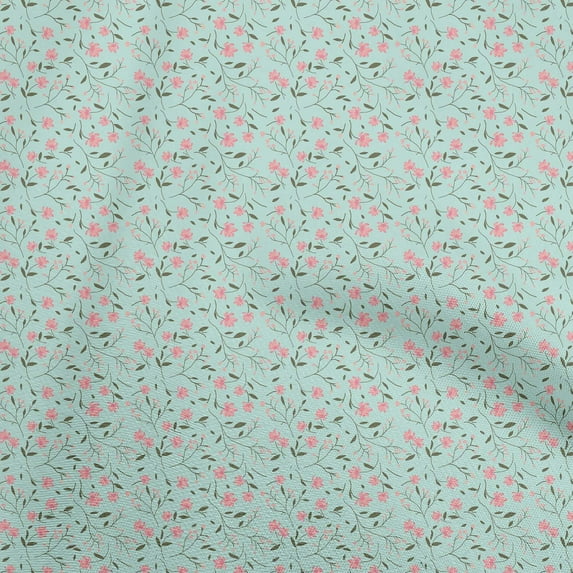 oneOone Polyester Spandex Dusty Teal Green Fabric Floral Sewing Fabric By The Yard Printed Diy Clothing Sewing Supplies 56 Inch Wide
