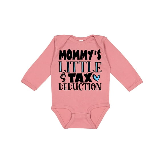 Inktastic Mommy's Little Tax Deduction Blue Hearts Boys or Girls Long Sleeve Baby Bodysuit