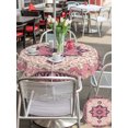 thumbnail image 6 of Outdoor Tablecloth with Umbrella Hole Zipper Bohemia Round Tablecloth 60" Waterproof Outside Table Cloth Retro Geometric Aztec Ethnic Tribal Print Pink Patio Table Cover Tablecloths for Picnic Party, 6 of 8
