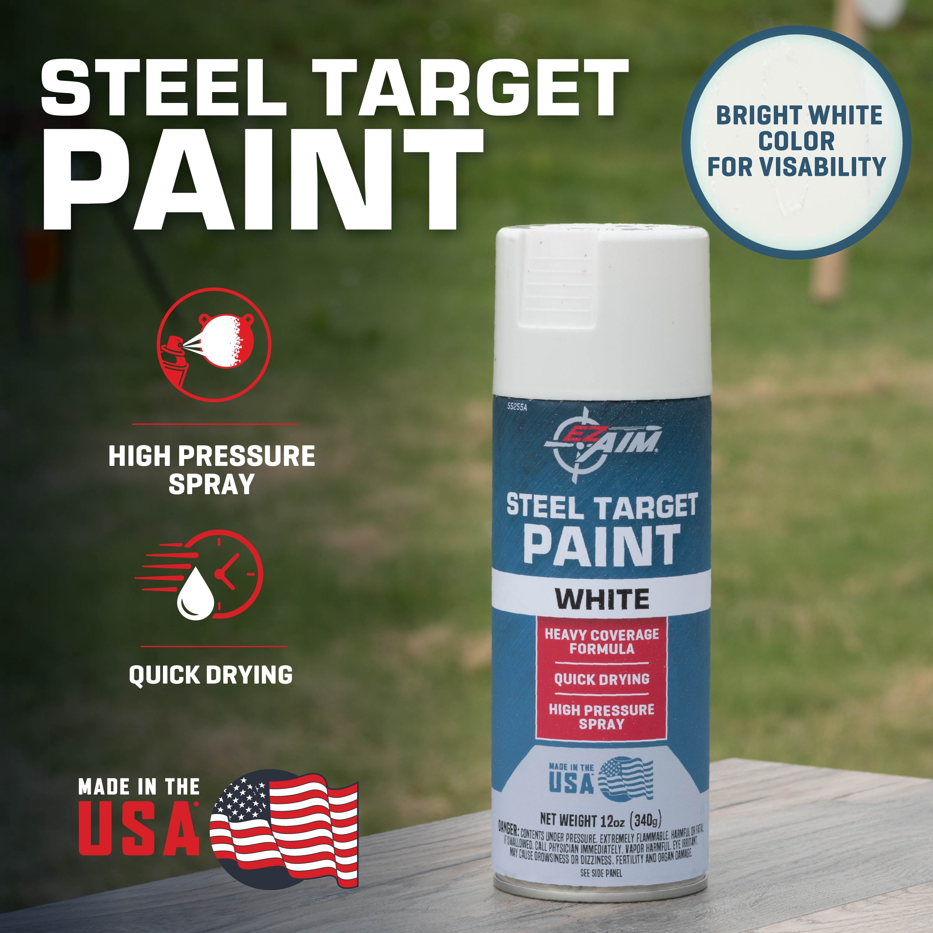 Allen Company Steel Target Spray Paint, White, Quick-Dry, 12 oz