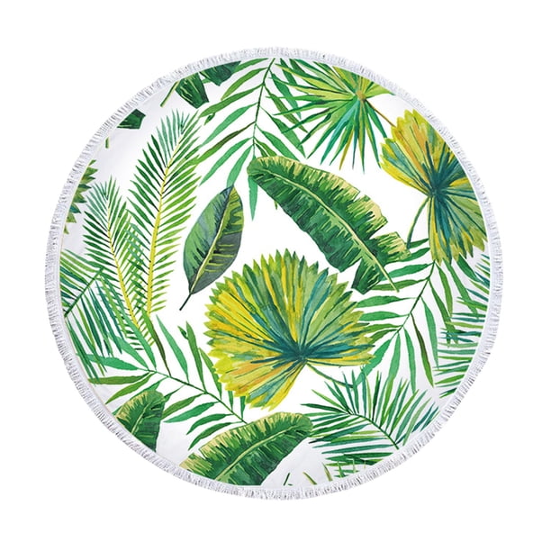 Xihbxyly Toalla de Playa Tropical, Diseño Redondo Extragrande, Microfibra Supersuave, Secado Rápido para Aventuras Al Aire Libre, Camping, Yoga y Piscina, 150 X 150 Cm, Detalle de Borlas.