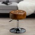 thumbnail image 3 of Duhome Faux Leather Vanity Chair, Swivel Makeup Stool Living Room Chair Upholstered Round Ottoman Stool Chair for Bedroom Bathroom Entryway, Brown, 3 of 7