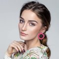 thumbnail image 4 of Pendientes colgantes de aro con bola de ratán para mujer, pendientes trenzados de paja de mimbre, pendientes de rafia, accesorios de playa de verano, regalos, 4 of 5