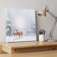 thumbnail image 4 of Ships Next Day Canvas Wall Art 8"x8", Christmas Wood Framed Canvas Print Painting, Winter Deer Pine Trees Nature Snow Scene Ready to Hang Small Picture Wall Decor for Home Bathroom Nursery Kitchen, 4 of 9