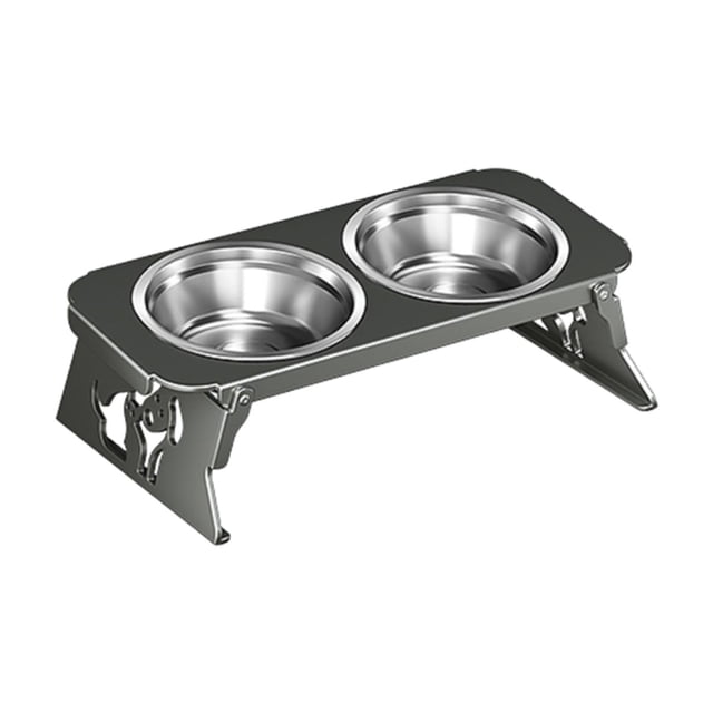 Comederos elevados para perros Soporte elevado para comederos Estación de alimentación versátil Fácil de limpiar Gris