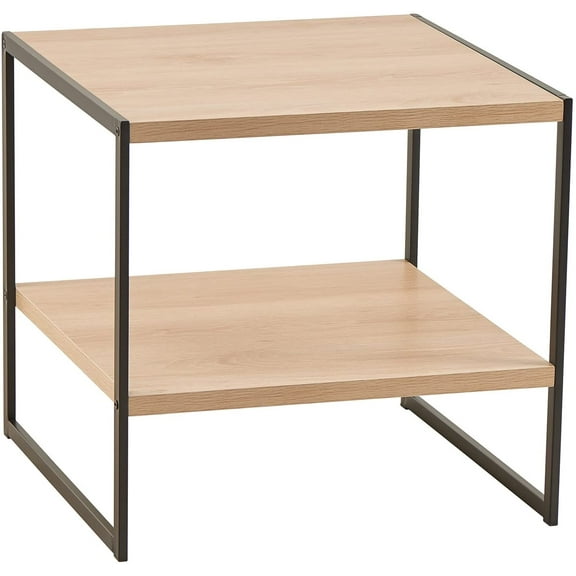 ClosetMaid 1310 Tier Square Wood Side Table with Storage Shelf, Natural