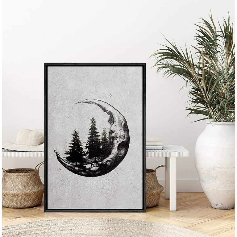 IDEA4WALL Minimalistic Landscape Moon Framed On Canvas 3 Pieces Print &  Reviews