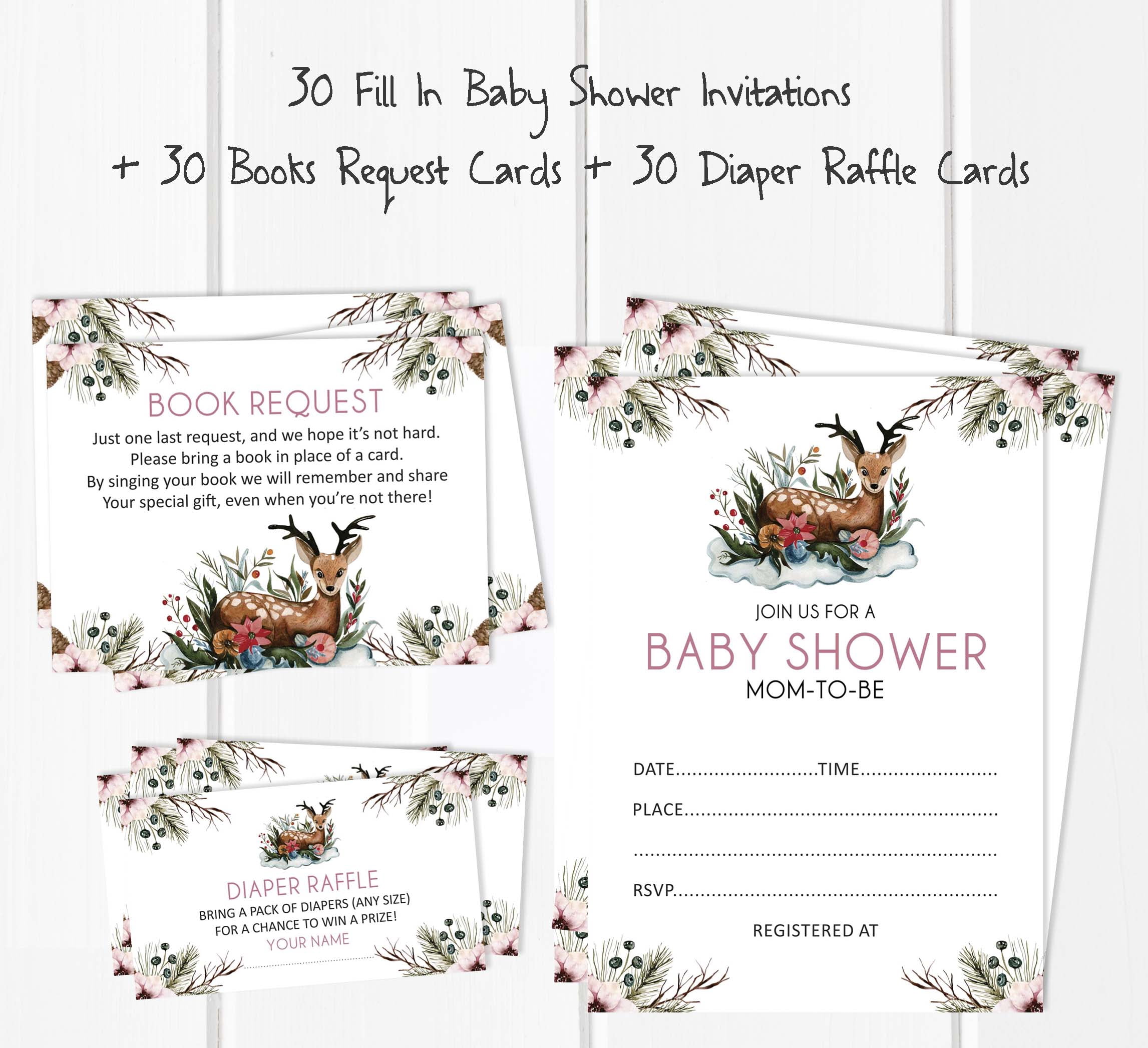 Inkdotpot Set Of 30Jungle Animals Baby Shower Invitations-Diaper Raffle Tickets And Baby Shower Book Request Cards Gender Neutral Invites Its A Boy Its A Girl