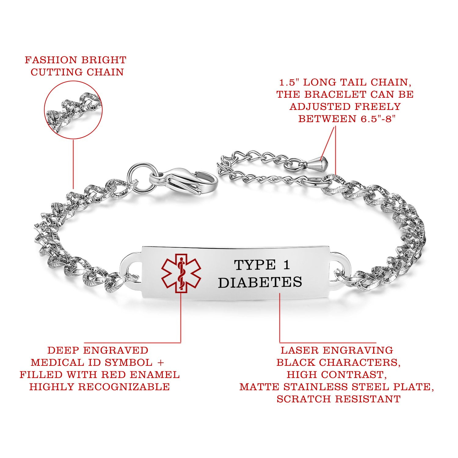 Medical Alert ID Bracelet Bangles for Women and Men – Top Super Deals