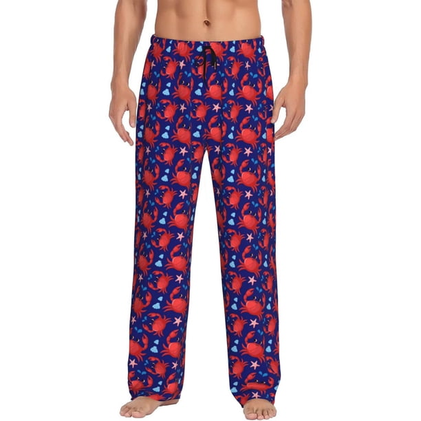 Balery Cute Crabs Pantalones de pijama para hombre, pijama ultraligero, pantalón de descanso-Large