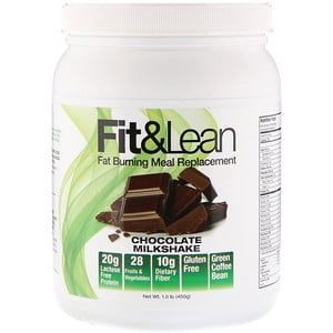 Fit & Lean, Fat Burning Meal Replacement, Chocolate Milkshake, 1.0 lb (450 g) (Pack of (Best Supplements For Burning Fat And Gaining Muscle)