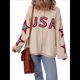 thumbnail image 1 of Sudadera con Cuello Asimétrico y Larga con Estampado Gráfico de Letras para Mujer Color M, 1 of 7