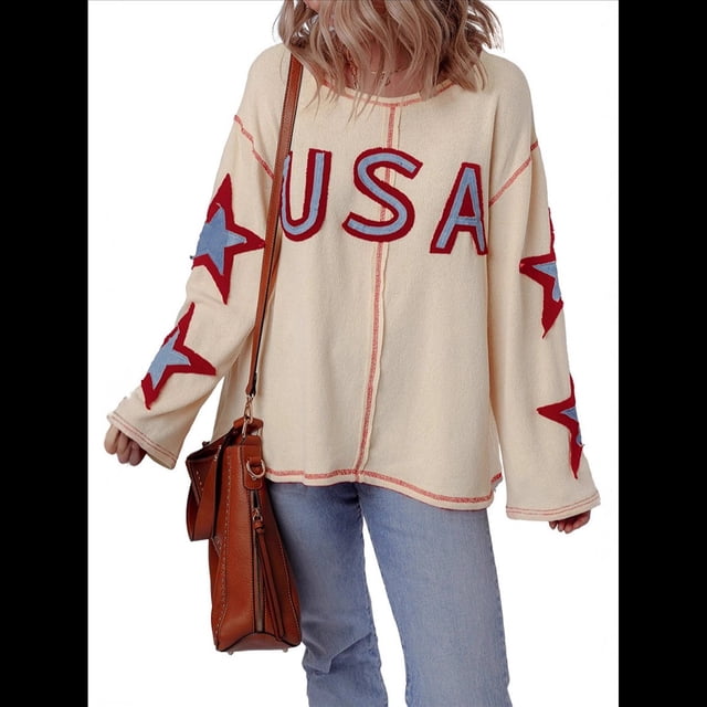 Sudadera con Cuello Asimétrico y Larga con Estampado Gráfico de Letras para Mujer Color L