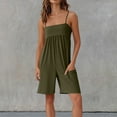 thumbnail image 2 of Lenpel Rompers for Women Summer Casual Sleeveless Square Neck Spaghetti Strap Jumpsuits Loose Short Overalls with Pockets, 2 of 6