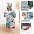 thumbnail image 3 of FORMRS Wearable Blanket Hoodie with Sleeves for Kids Cozy Flannel Sweatshirt, Pink Door, 3 of 7