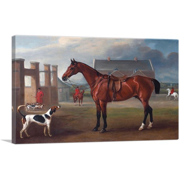 ARTCANVAS The Bay Hunter Gillingham Outside the Quorn Kennels 1836 Canvas Art Print by John Ferneley - Size: 12" x 8" (0.75" Deep)