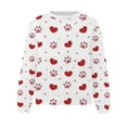 thumbnail image 4 of VALMASS Chandails en Molleton de la Saint-Valentin pour Femmes Graphique Manches Longues Col Rond Hauts Mode Décontractée Pull Ample Blouses (m, Blanc-F), 4 of 4