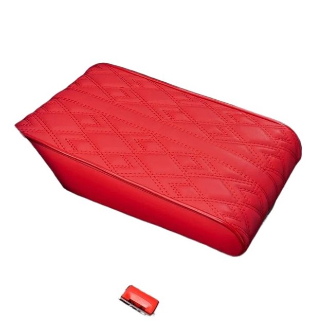 LEEYNEER Wave Embroider PU Leather Car Armrest Mat Center Console Arm Rest Protection Cushion Auto Armrests Storage Box Cover Pad
