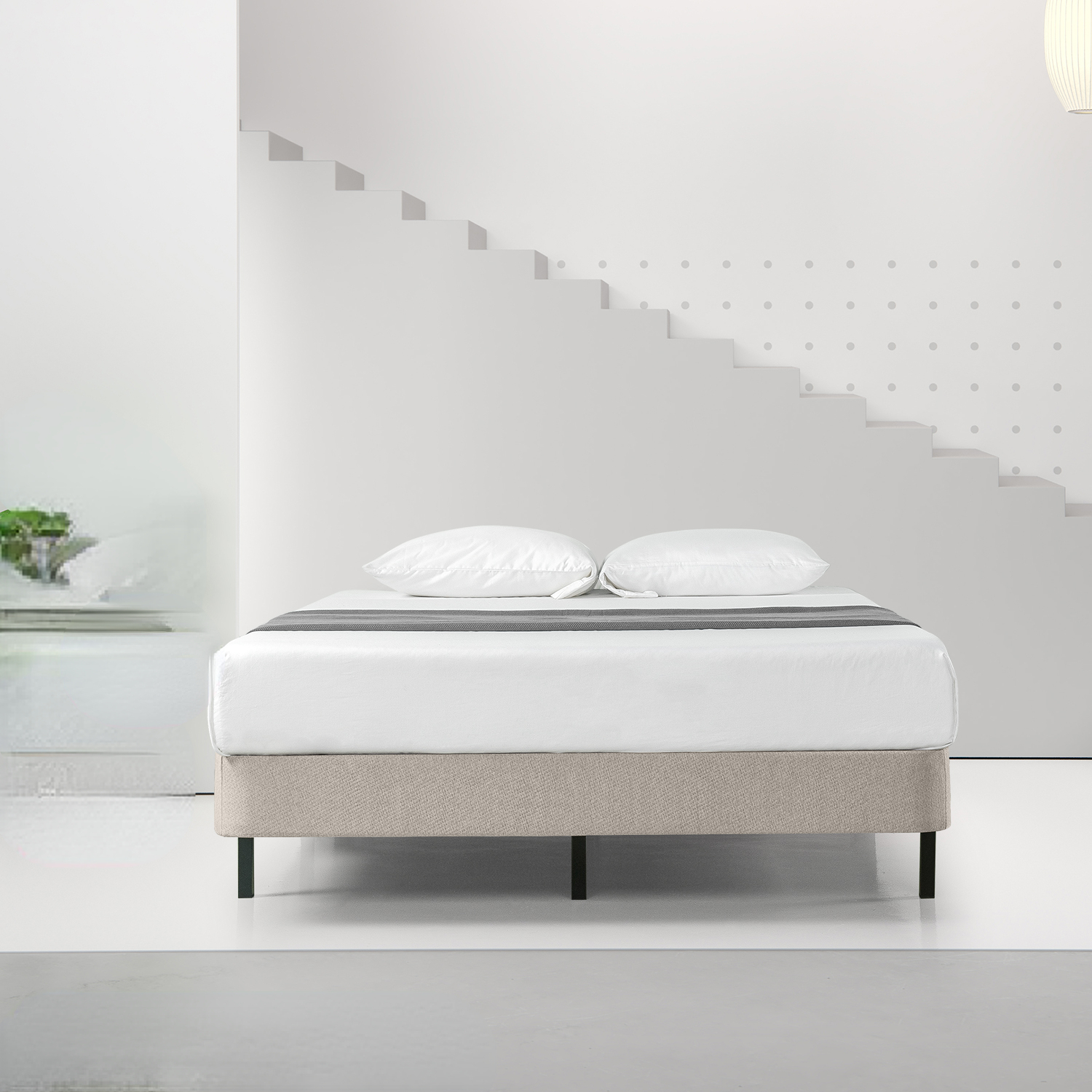 Fuyii No Assembly 5” White Metal Box Spring Twin