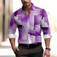 thumbnail image 1 of Camisa de manga larga con botones de solapa con estampado 3D de empalme vintage para hombre 2024, diseño casual, ropa creativa para hombre, 1 of 6