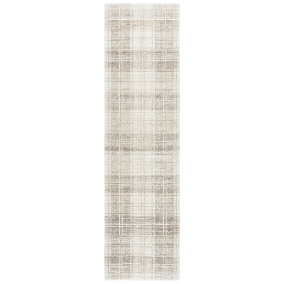 SAFAVIEH Oxford Plaids Clarette Geometric Runner Rug, Beige/Ivory, 2' x 8'
