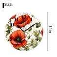 thumbnail image 2 of 14 Inch Wall Clock Battery Operated Silent Clock Decorative for Office, Kitchen, Outdoor, Living Room，Red Poppy Flower with Green Leaf Pattern Exquisite, 2 of 4