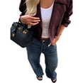 thumbnail image 2 of Chaquetas para Mujer, Informales, Holgadas, Cómodas, Estilo Utilitario, con Botones y Solapa Grande, , para Mujer. Vino Tinto S, 2 of 7