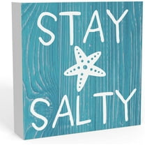 Summer Beach Decorations for Home,Beach Decor,Starfish Decor,Summer Decor,Beach Theme House Room Bedroom Bathroom Decor,Beach Sign,Beach Decor for Classroom,Stay Salty Sign 5x5 Inches