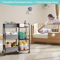 thumbnail image 6 of Baby Diaper Caddy Organizer Cart, 3-Tier Rolling Wheels Cart with Dividers and Shelves, Bedside Utility Cart for Nursery Essentials, Large Capacity Mobile Storage Cart for Crib, Bedroom, 6 of 7