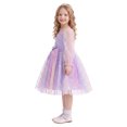 thumbnail image 4 of IBTOM CASTLE Girls Princess Long Sleeve Rainbow Party Tulle Dress 3D Flower Ruffle Mesh Dress Pageant Birthday Smocked Back Wedding Flower Girl Dress Rainbow Purple, 4 of 7