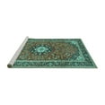 thumbnail image 2 of Ahgly Company Machine Washable Indoor Rectangle Medallion Turquoise Blue Traditional Area Rugs, 8' x 12', 2 of 4