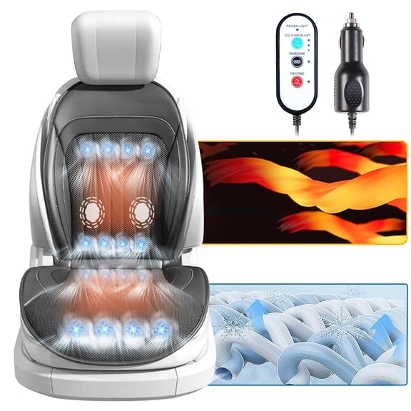 Black Cooling Car Seat Covers.3 in 1 12V cooling and Heated Seat Covers for Car,Faux Leather Car Seat Cover with Massage Function,The Four Seasons Cooling Car Seat Cushion,Suitable for Cars and SUVs