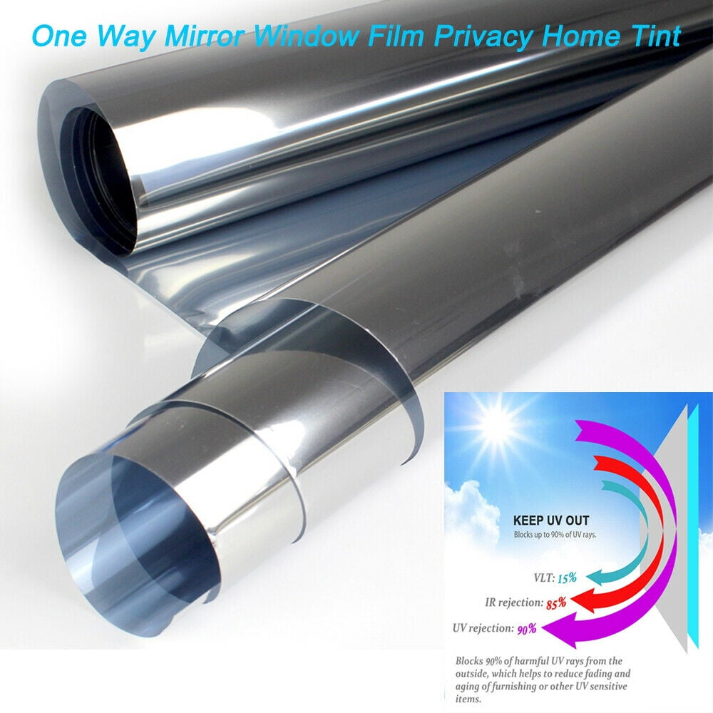 One way mirror window film reflective 3ft x 5ft silver sticker privacy security 