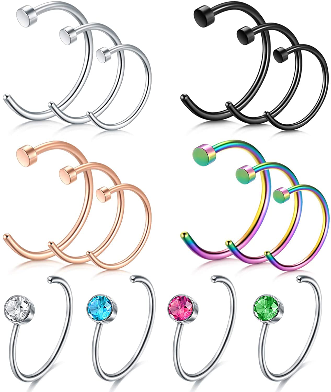 Longita Fake Nose Cuff Non Piercing Fake Nose Rings for Women Indian African Nose Cuff Gold Nose Cuff Clip on Nose Ring Nose Ring Cuff Heart Fake Septum Rings Double Hoop Faux Nose Rings Hoop 