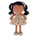 thumbnail image 6 of Gloveleya Plush Dolls Baby Girl Gift Soft Dolls Curly Hair Wearing Leopard Dress Tanned Skin Tone 12inches, 6 of 10
