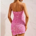 thumbnail image 3 of Olyvenn Deals 2024 Fashion Ladies Mini Bodycon Party Dress Strapless Sleeveless Tube Dress Women's Spring And Summer Gradual Sequin Dress With Suspender Split Short Skirt Pink 8, 3 of 4